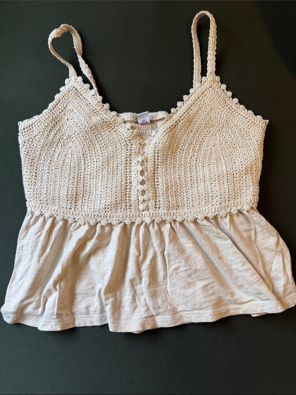 Old Navy Crochet Button-Front Peplum Cami - Cream